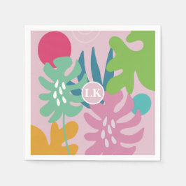 Rosa modern blommigt tropiska naturen girly boho pappersservett