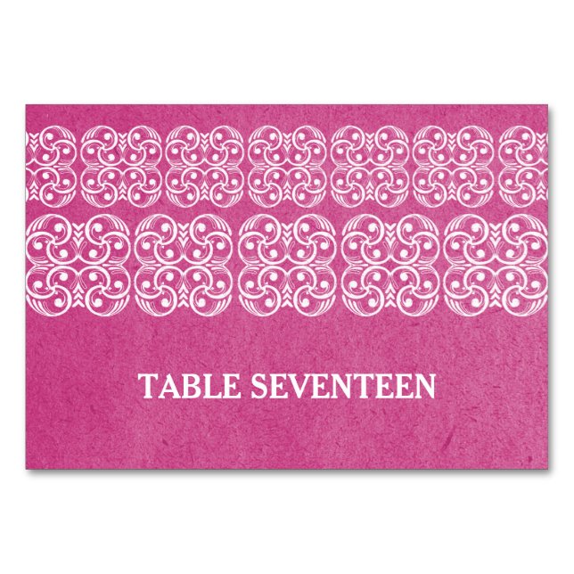 Rosa Modern Bohemian Bord Card Bordsnummer (Framsidan)