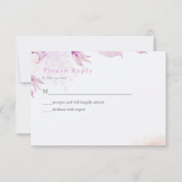 Rosa Modern Boho Blommig Bröllops-Svarskort OSA Kort