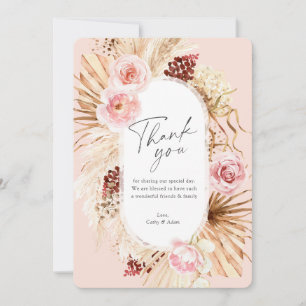 Rosa Modern Boho Pampas Grass Blommigt Arch Tack Kort
