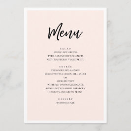 Rosa modern bröllop. Enkelt minimalistiskt rosa Meny