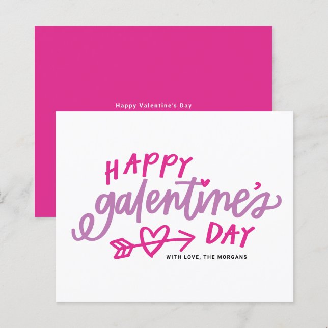 Rosa Modern Calligraphy Lycklig Galentine's Day Ca (Fram/baksida)