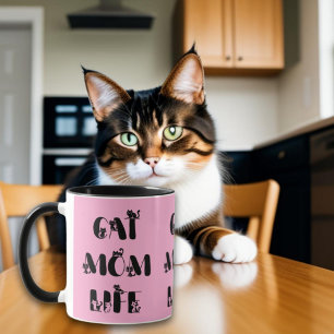 Rosa Modern Cat Mamma Life Cute Mors dag Mugg