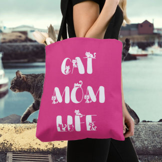 Rosa Modern Cat Mamma Life Cute Mors dag Tygkasse