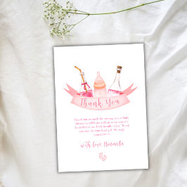 Rosa Modern Champagne Flaskor Feet Baby Shower Tack Kort