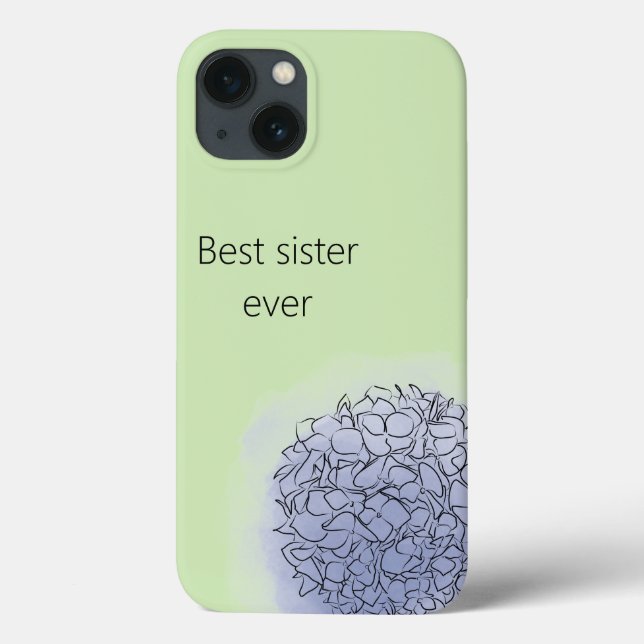 Rosa Modern Chic Elegant Blue Hydrangea for Sister (Baksida)