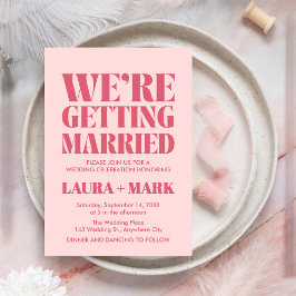 Rosa Modern Chic Retro Photo Bröllop Inbjudningar