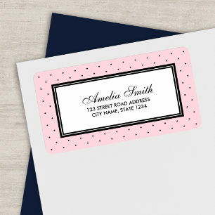 Rosa Modern Classic Polka Dot Adress Adressetikett