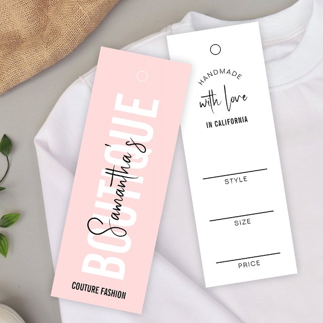  Rosa Modern Clothing Boutique-Märkre Litet Visitkort (Modern pink aesthetic clothing boutique price tags with space for your brand name)