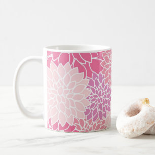 Rosa Modern Dahlia Flower Mönster Glass Kaffemugg