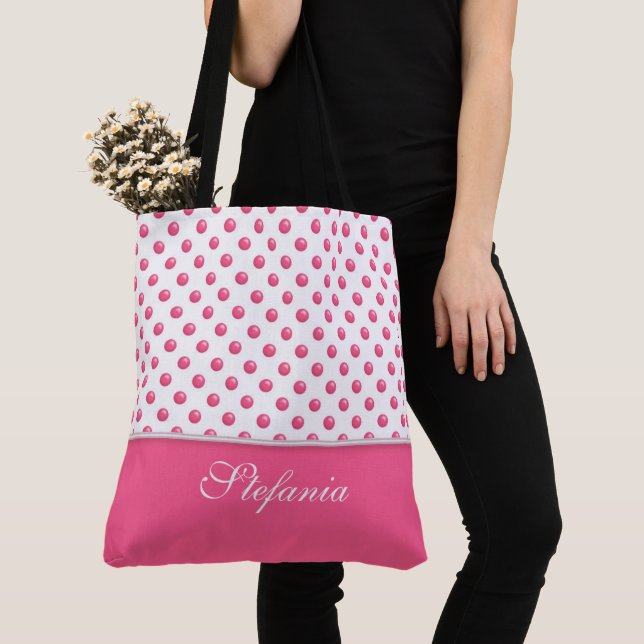 Rosa modern design för abstrakt polka dots tygkasse (Närbild)