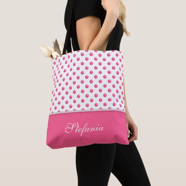 Rosa modern design för abstrakt polka dots tygkasse (Närbild)