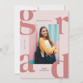 Rosa Modern djärv klass 2024 Studenten Inbjudningar