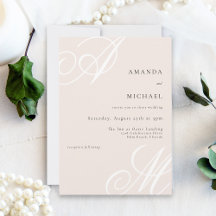  Rosa Modern Elegant Minimal monogram Bröllop