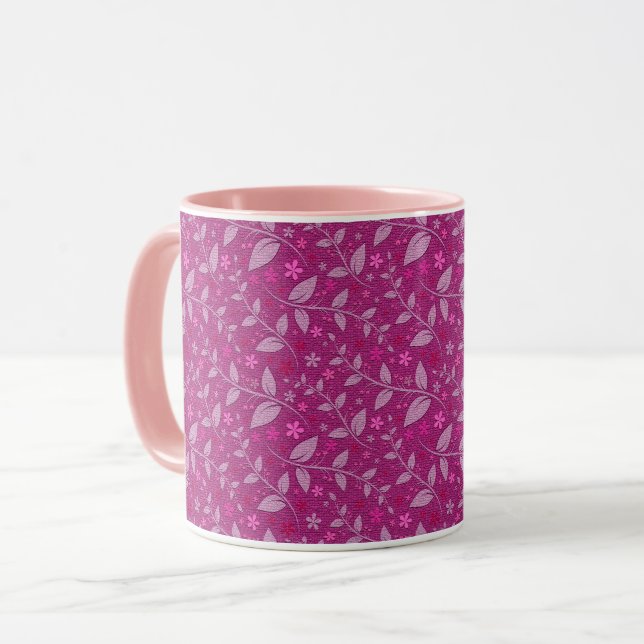 Rosa Modern Elegant Populär Blommigt Mugg (Framsida vänster)