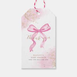 Rosa Modern Elegant Vattenfärgsfack för babyskor Presentetikett