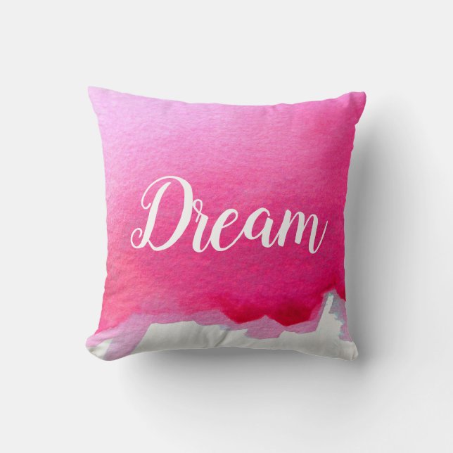 Rosa modern, enkel vattenfärgsdesign med dröm kudde (Framsida)