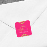 Rosa Modern Faux Guld Chevron Girls's Night Out Fyrkantigt Klistermärke<br><div class="desc">Den här elegantens kvadratiska dekal har en chic geometrisk schevron och ord "Flickor' nattetid" i faux guld mot en rosa bakgrund. Det är underbart för en bachelorettfest firande. Kolla in matchande inbjudningar och objekt här http://www.zazzle.com/collections/modern_faux_gold_chevron_celebration_collection-119531050277382712?rf=238364477188679314 Anpassa den med informationen genom att ersätta platshållartexten. Om du vill ha fler alternativ klickar...</div>