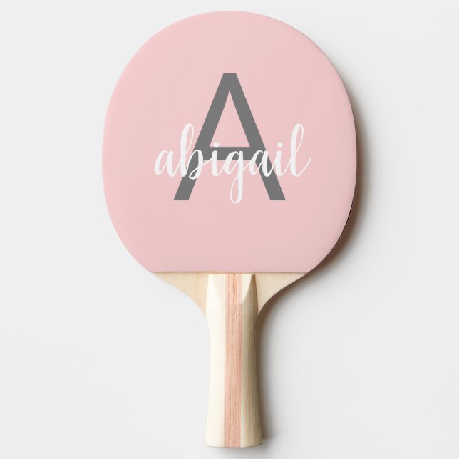  Rosa Modern flickmonogram Ping Pong Paddle Pingisracket (Framsidan)