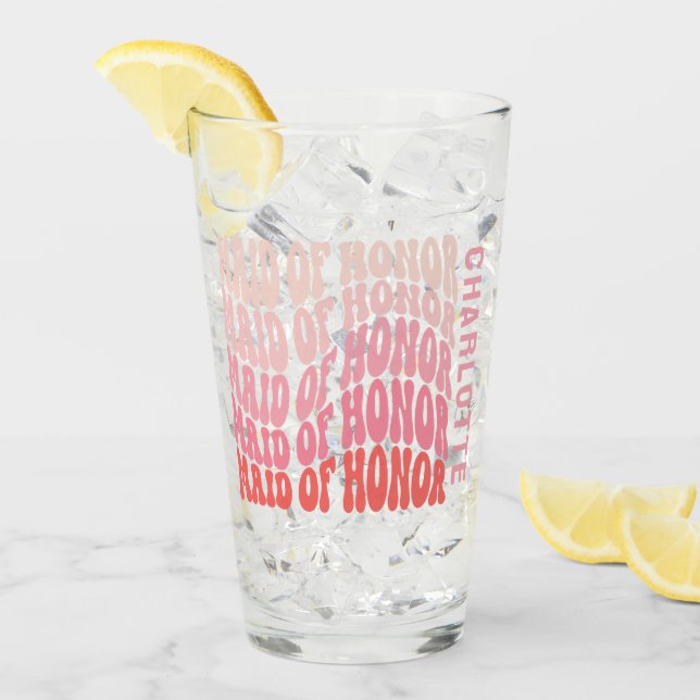 Rosa modern gigantisk retro 60:s enkla maid of hon glaskopp (Framsida Ice)