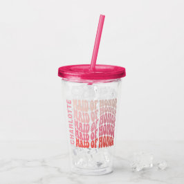 Rosa modern gigantisk retro 60:s enkla maid of hon take away mugg
