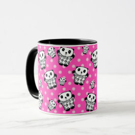 Rosa Modern Girly Kawaii Cute Panda Bear Polka Dot Mugg