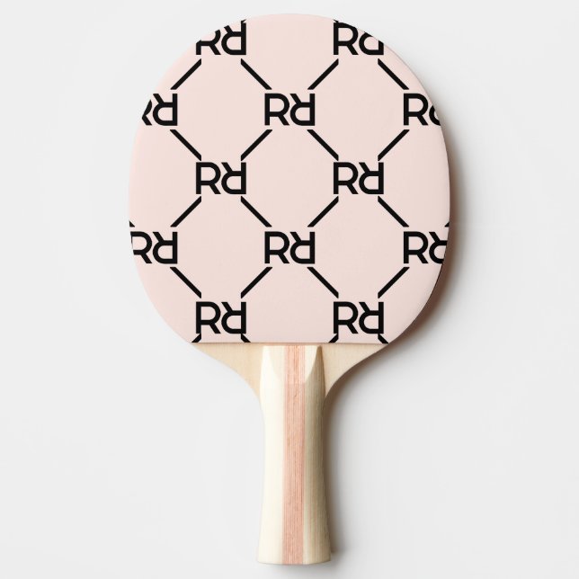 Rosa Modern Girly Monogram Brev Luxury Elegant Pingisracket (Framsidan)