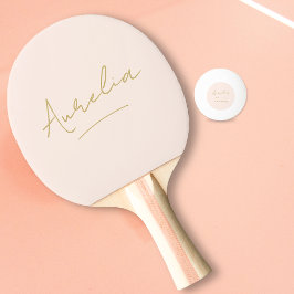 Rosa Modern Guld-skript Namnteckning Monogram Pingisracket