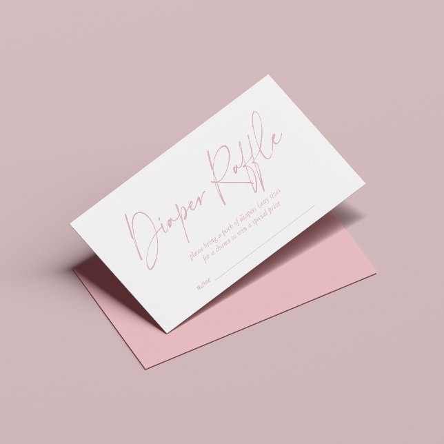  Rosa Modern handskriven blaper Raffle Tilläggskort (Skapare uppladdad)