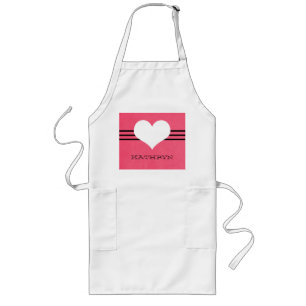 Rosa Modern Heart Apron Långt Förkläde