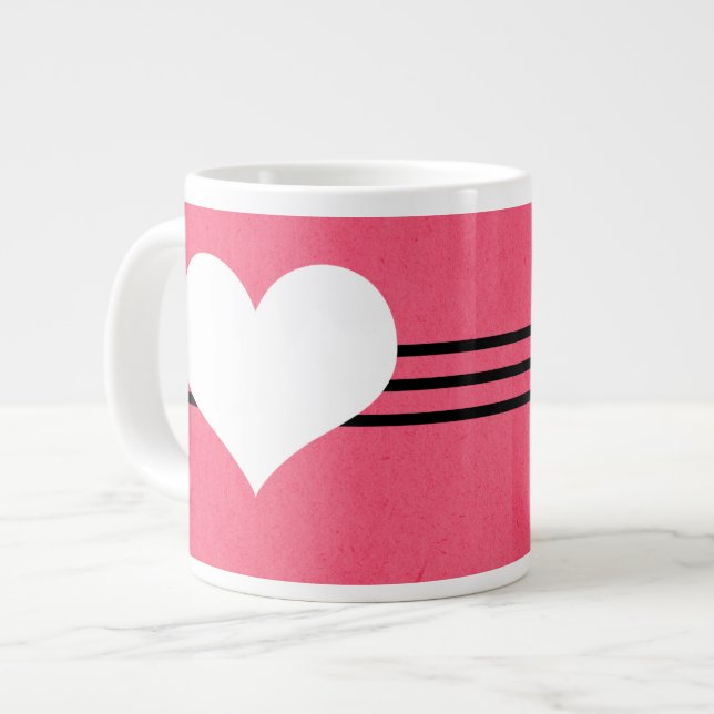 Rosa Modern Heart Jumbo Mugg (Framsida vänster)