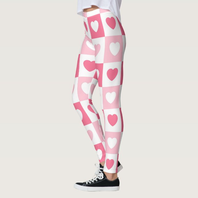 Rosa Modern Heart Kärlek Collection Leggings (Vänster)