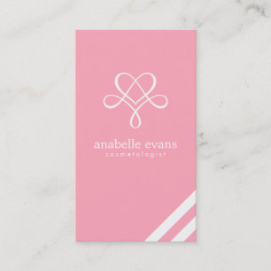 Rosa Modern Heart och Swirls Visitkort