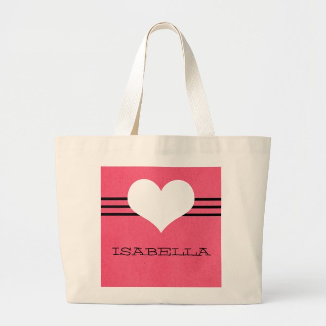 Rosa Modern Heart Tote Bag Jumbo Tygkasse (Framsidan)