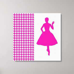 Rosa Modern Houndstooth w/mode Silhouette Canvastryck