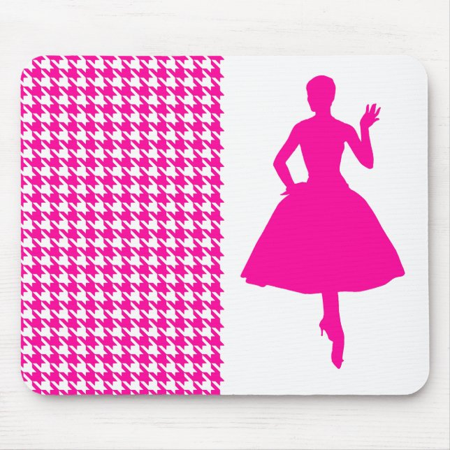 Rosa Modern Houndstooth w/Mode Silhouette Musmatta (Framsidan)