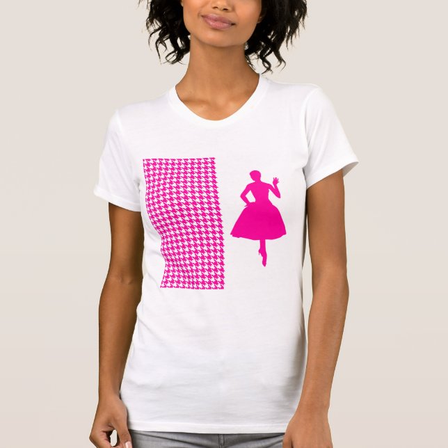 Rosa Modern Houndstooth w/Mode Silhouette Tröja (Framsida)