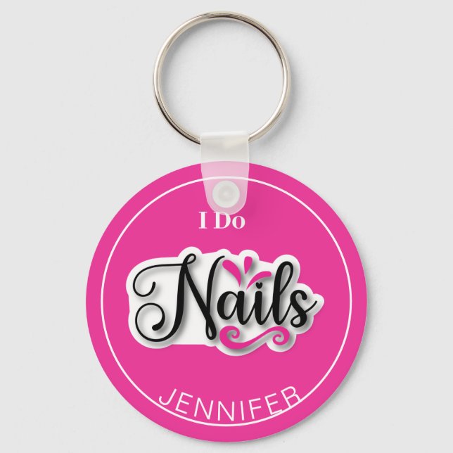 Rosa Modern I Do Nagel Nail Technician Keychain Nyckelring (Framsida)