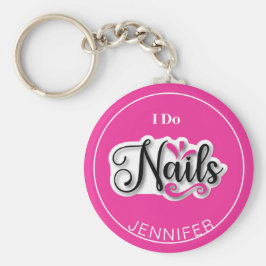 Rosa Modern I Do Nagel Nail Technician Keychain Nyckelring