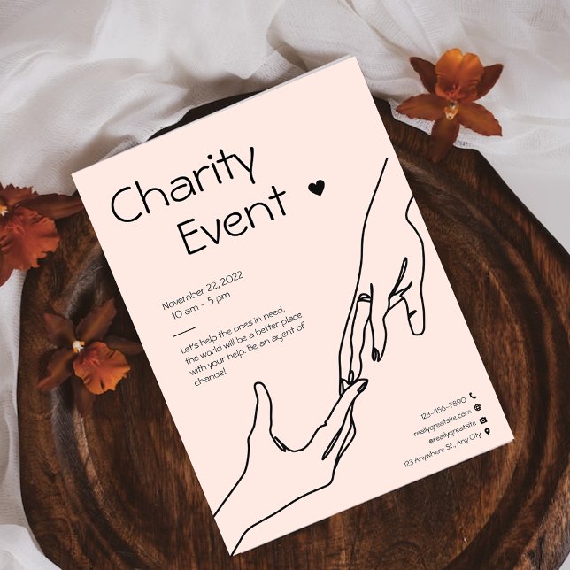 Rosa Modern Illustration Fundraiser Charity Event Reklamblad (Skapare uppladdad)