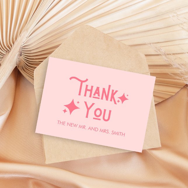Rosa Modern ingenting Finare precis Kärlek Bröllop Tack Kort (Pink Modern Just Love Wedding Thank you Card)