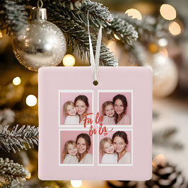Rosa modern jul fotokollage | Fa la la la Julgransprydnad Keramik