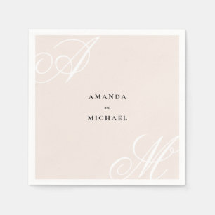  Rosa Modern Kant Elegant Monogram Bröllop Pappersservett