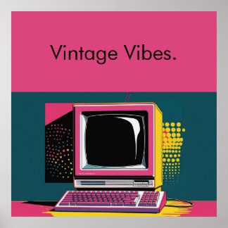 Rosa modern konst vintage datoraffisch poster
