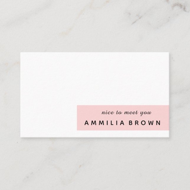  Rosa | Modern kvinnlig minimal design Visitkort (Framsida)