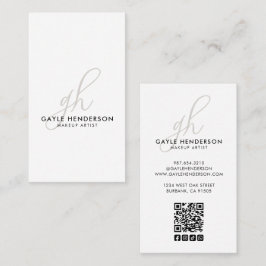 Rosa Modern Logotyp QR-kod Foto Makeup Artist Visitkort