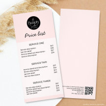 Rosa Modern Logotyp QR Skönhetssalong Prislista