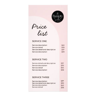 Rosa Modern Logotyp Skönhetssalong Prislista Reklamkort