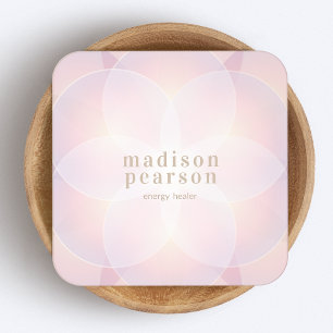 Rosa Modern Lotus Mandala Flower Energy Healer Fyrkantigt Visitkort