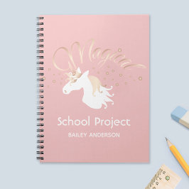 Rosa Modern Magic Unicorn Kids Anteckningsbok